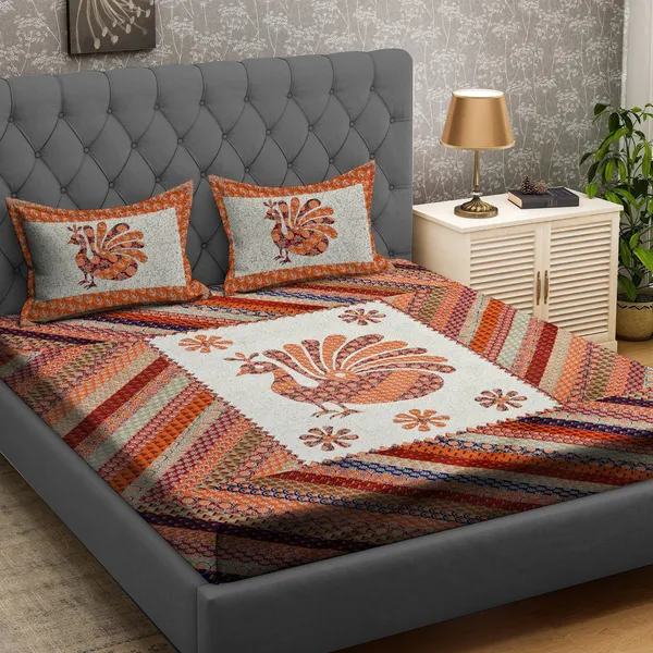 Orange_Super_Soft_Cotton_King_Double_Bedsheet