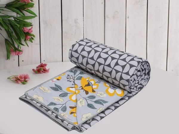 Floral_Grey_Super_Soft_Brushed_Microfiber_Cotton_Single_Dohar