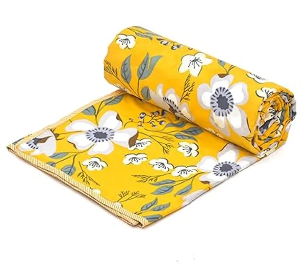 Floral_Yellow&_Grey_Super_Soft_Brushed_Microfiber_Cotton_Single_Dohar