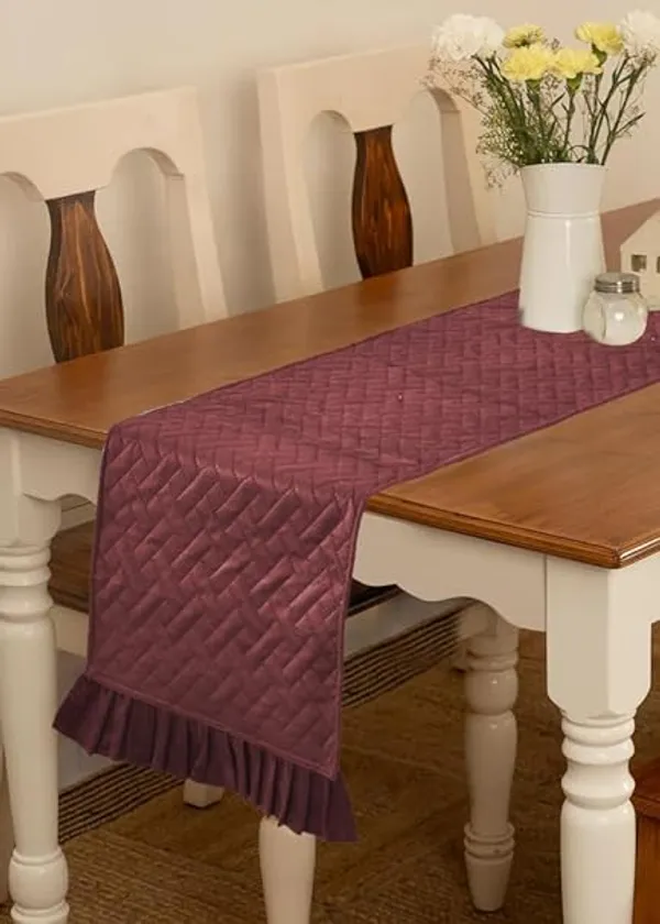 Carrot_Velvet_Quilted_Table_Runner_With_Frill