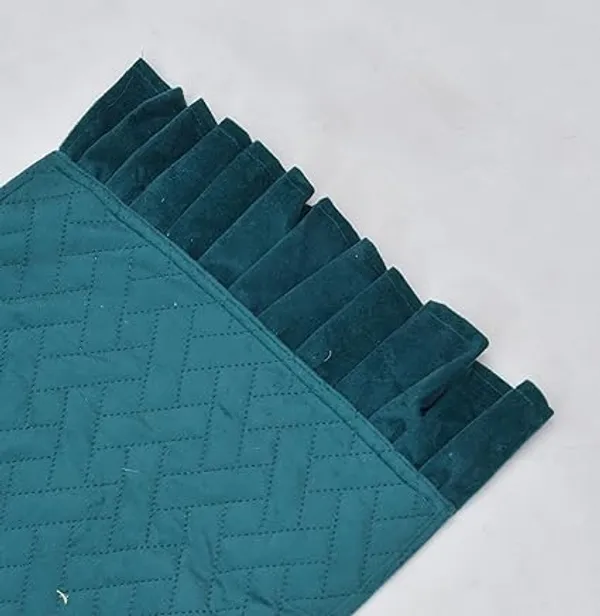 Cyan_Velvet_Quilted_Table_Runner_With_Frill
