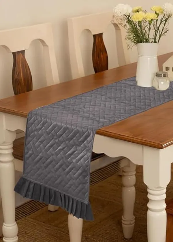Grey_Velvet_Quilted_Table_Runner_With_Frill
