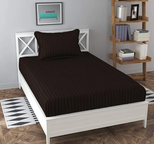 Brown_Microfiber_Cotton_Satin_Striped_Single_Bedsheet