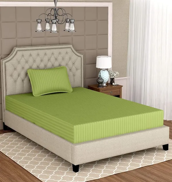 Green_Microfiber_Cotton_Satin_Striped_Single_Bedsheet