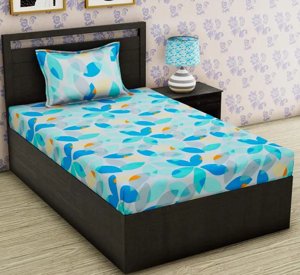 Blue_&_White_Microfiber_Cotton_Single_Bedsheet_with_Pillow_Cover