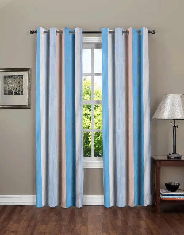 Blue_Striped_Design_Microfiber_Cotton_Curtain_For_Door_-_Set_of_2_Curtain
