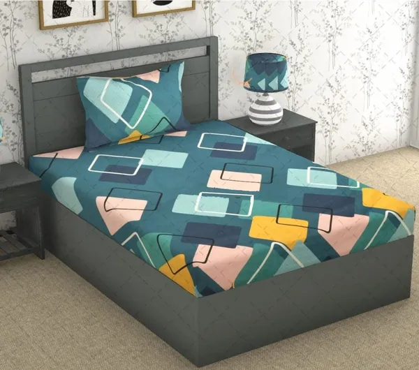 Green_Premium_Quality_Microfiber_Printed_Flat_Bedsheet_With_Pillow_Cover