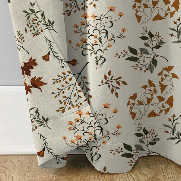 Cream_&_Brown_Floral_Microfiber_Cotton_Curtain_For_Door_-_Set_of_2_Curtain