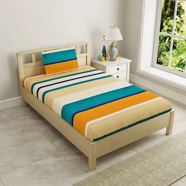 Multi_Color_Microfiber_Cotton_Fitted_Bedsheet_with_1_Pillow