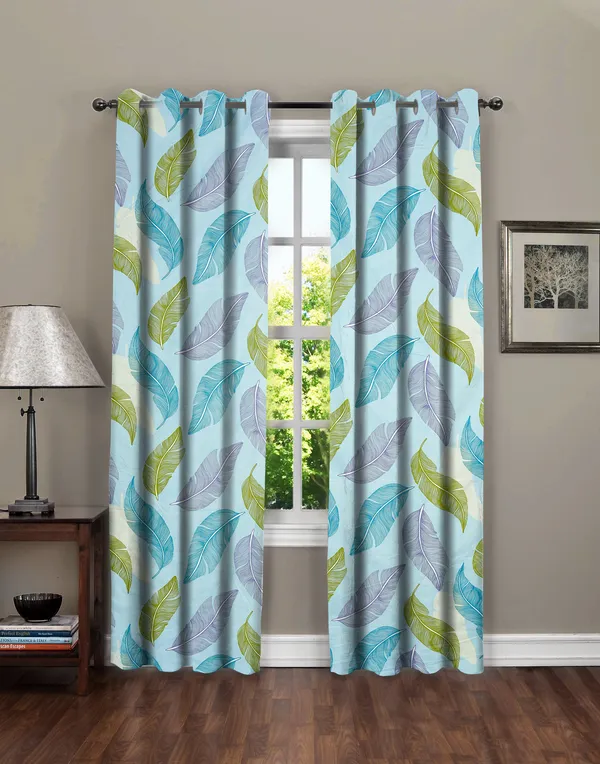 Blue_&_Green_Floral_Microfiber_Cotton_Curtain_For_Door