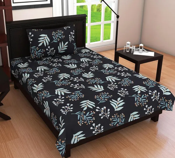 Blue_Microfiber_Cotton_Single_Bedsheet_with_Pillow_Cover