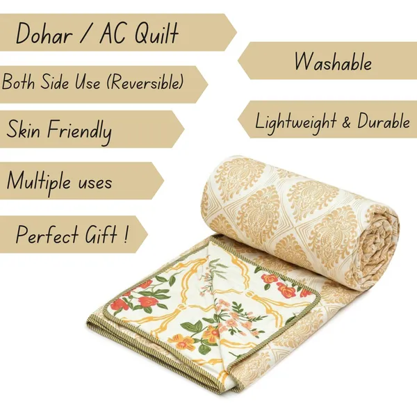 Cream__Floral_Super_Soft__Brushed_Microfiber_Cotton_Single_Dohar