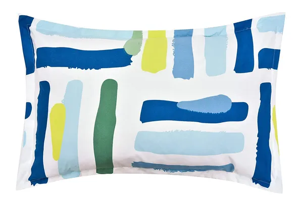 White_,Blue_&_Green_Microfiber_Cotton_Single_Bedsheet_with_Pillow_Cover