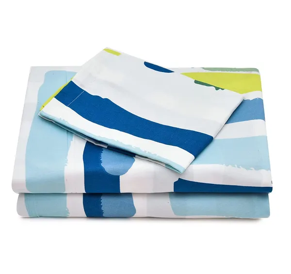 White_,Blue_&_Green_Microfiber_Cotton_Single_Bedsheet_with_Pillow_Cover