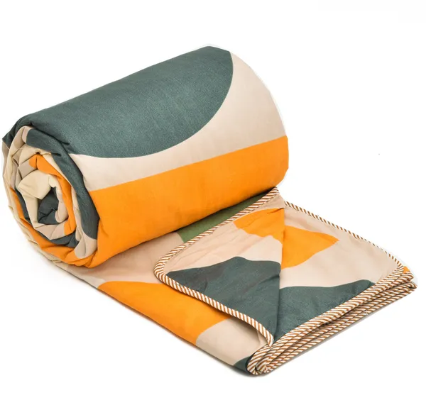 Yellow_&_Beige_Super_Soft_Microfiber_Cotton_Double_Dohar