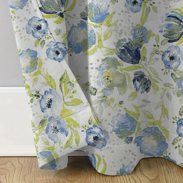 Blue_Microfiber_Cotton_Floral_Door_Curtain_|7ft