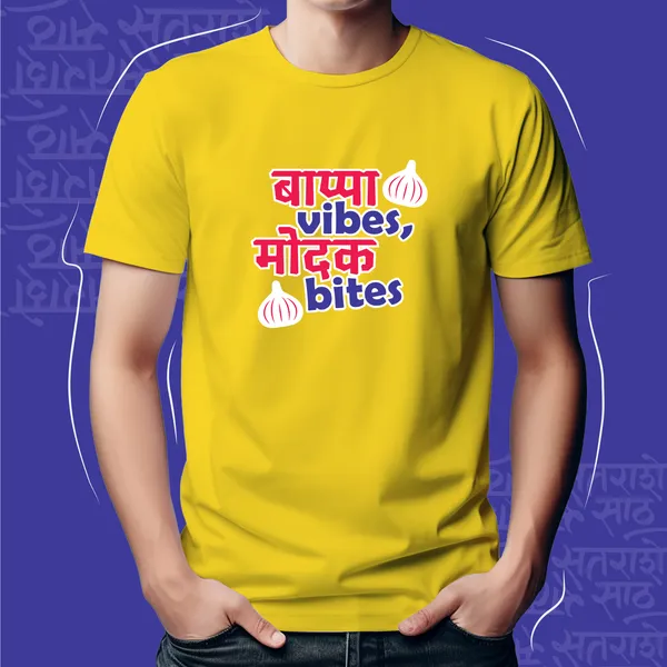 BAPPA_VIBES_MODAK_BITES_UNISEX_MARATHI_GRAPHIC_T-SHIRT