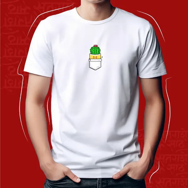 White_Cactus_Unisex_Marathi_Graphic_T-Shirt