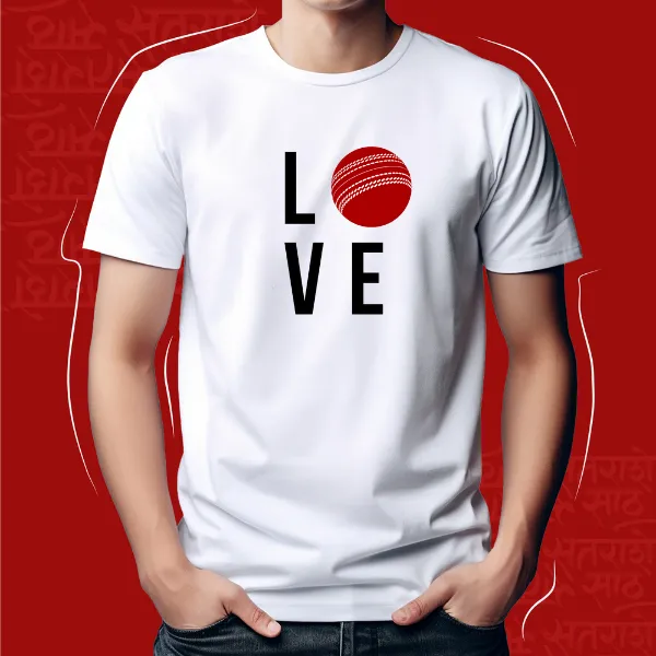 White_Cricket_Love_Unisex_Marathi_Graphic_T-Shirt