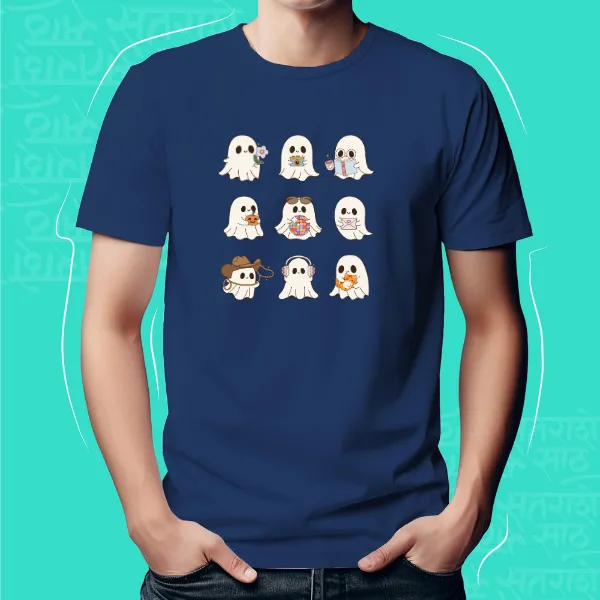 Navy_Blue_Cute_Ghost_Unisex_Marathi_Graphic_T-Shirt