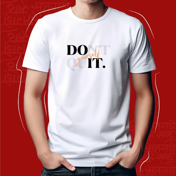 White_Don'T_Quit_Unisex_Marathi_Graphic_T-Shirt