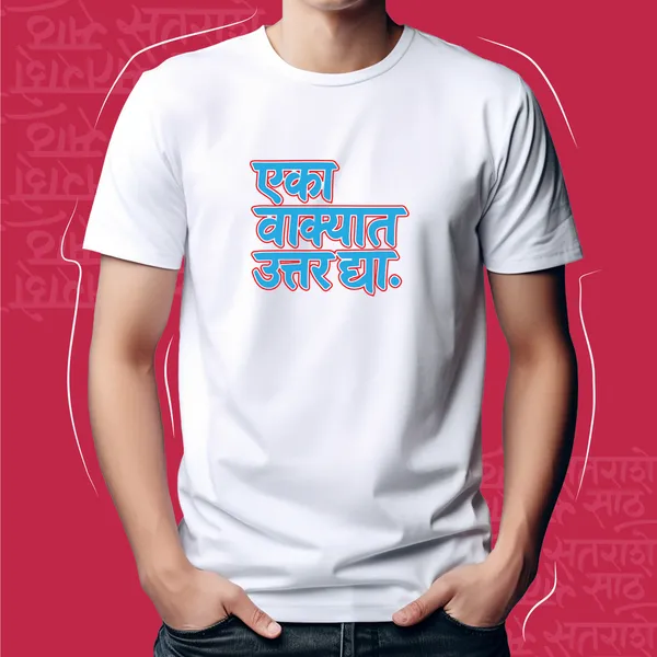White_Eka_Vakyat_Uttar_Dya_Men_Marathi_Graphic_T-Shirt