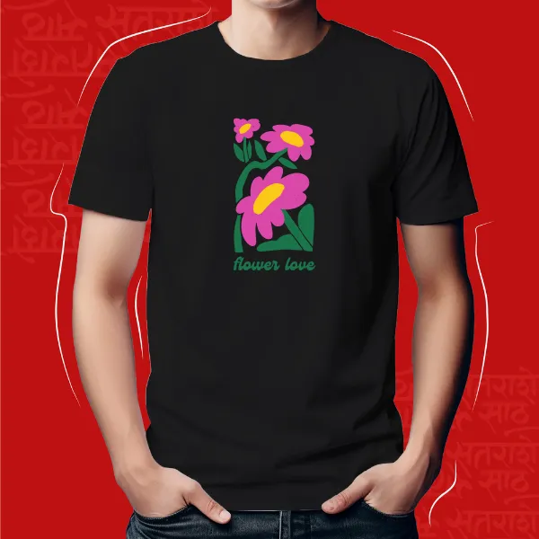 Black_Flowers_Love_Unisex_Marathi_Graphic_T-Shirt