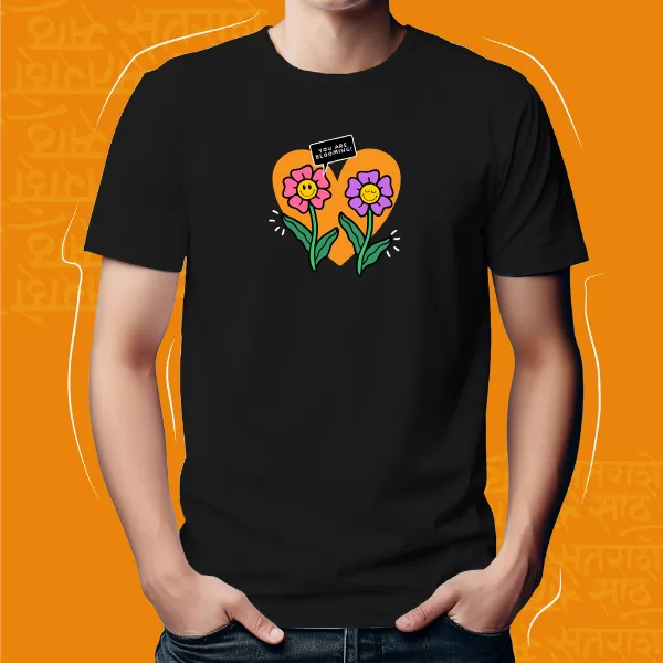 Black_Flowers_Unisex_Marathi_Graphic_T-Shirt
