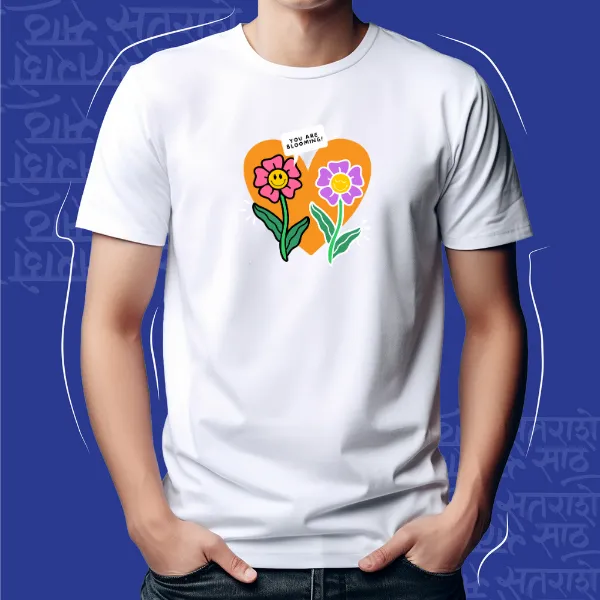 White_Flowers_Unisex_Marathi_Graphic_T-Shirt
