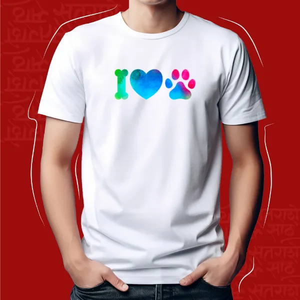 White_I_Love_Pet_Unisex_Marathi_Graphic_T-Shirt