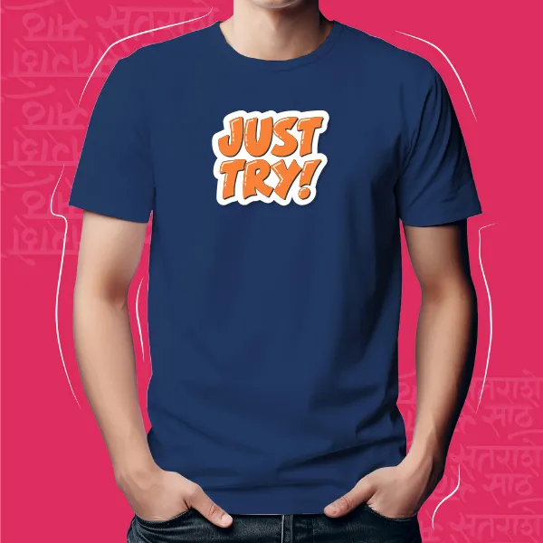Navy_Blue_Just_Try_Unisex_Marathi_Graphic_T-Shirt