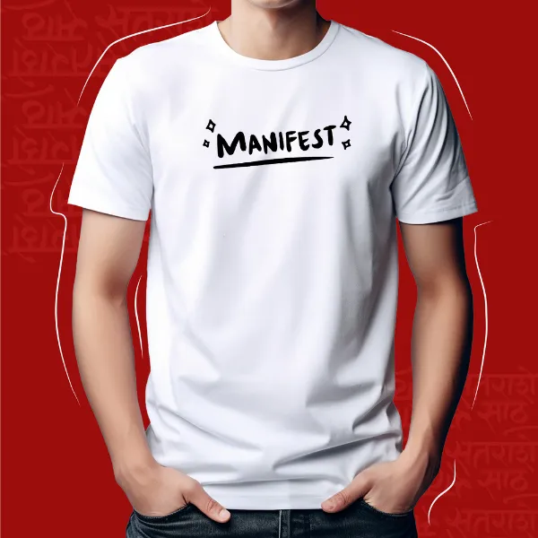 White_Manifest_Unisex_Marathi_Graphic_T-Shirt