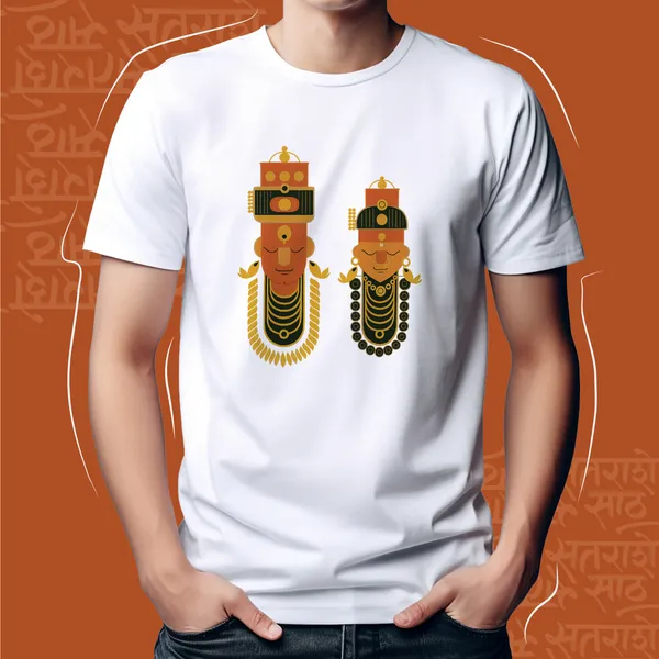 White_Pandharichi_Jodi_Unisex_Marathi_Graphic_T-Shirt