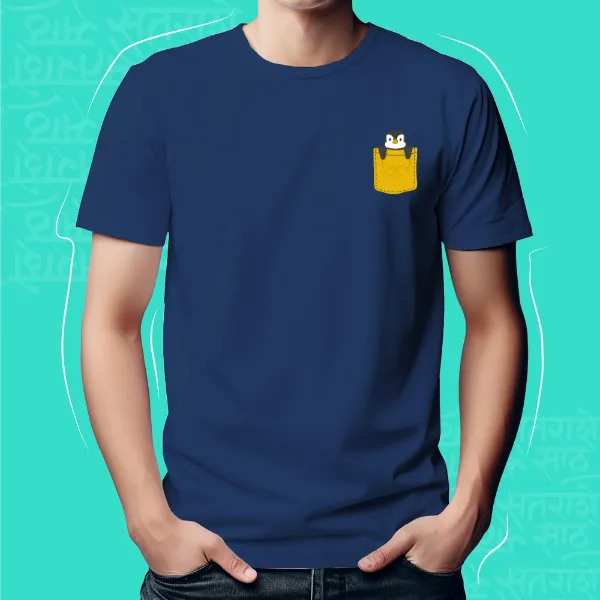 Navy_Blue_Penguine_Unisex_Marathi_Graphic_T-Shirt