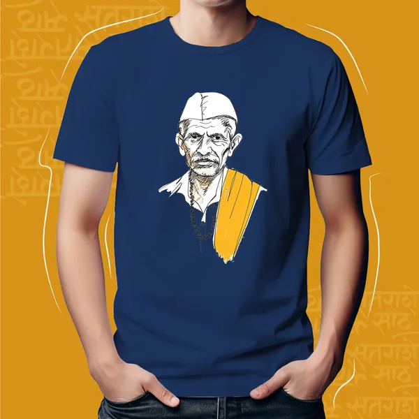 Navy_Blue_Waricha_Pandharinath_Unisex_Marathi_Graphic_T-Shirt