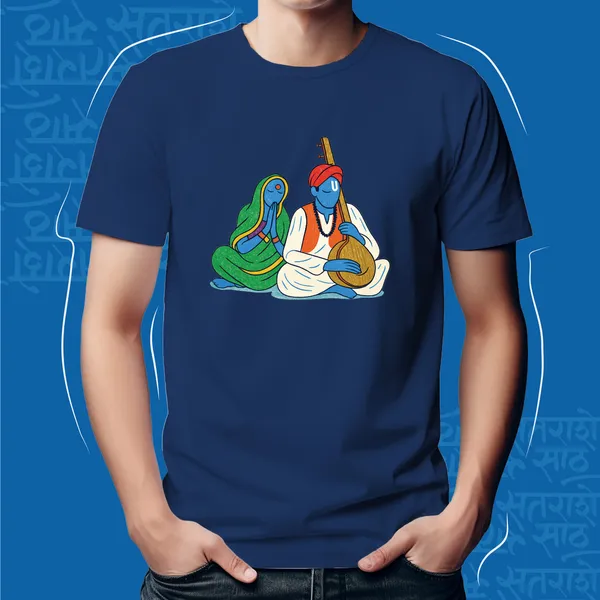 Navy_Blue_Wari_Chi_Jodgoli_Unisex_Marathi_Graphic_T-Shirt