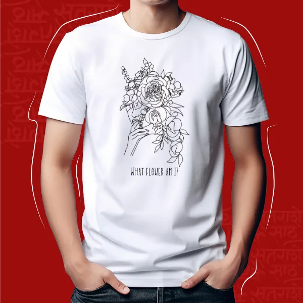 White_What_Flower_Unisex_Marathi_Graphic_T-Shirt