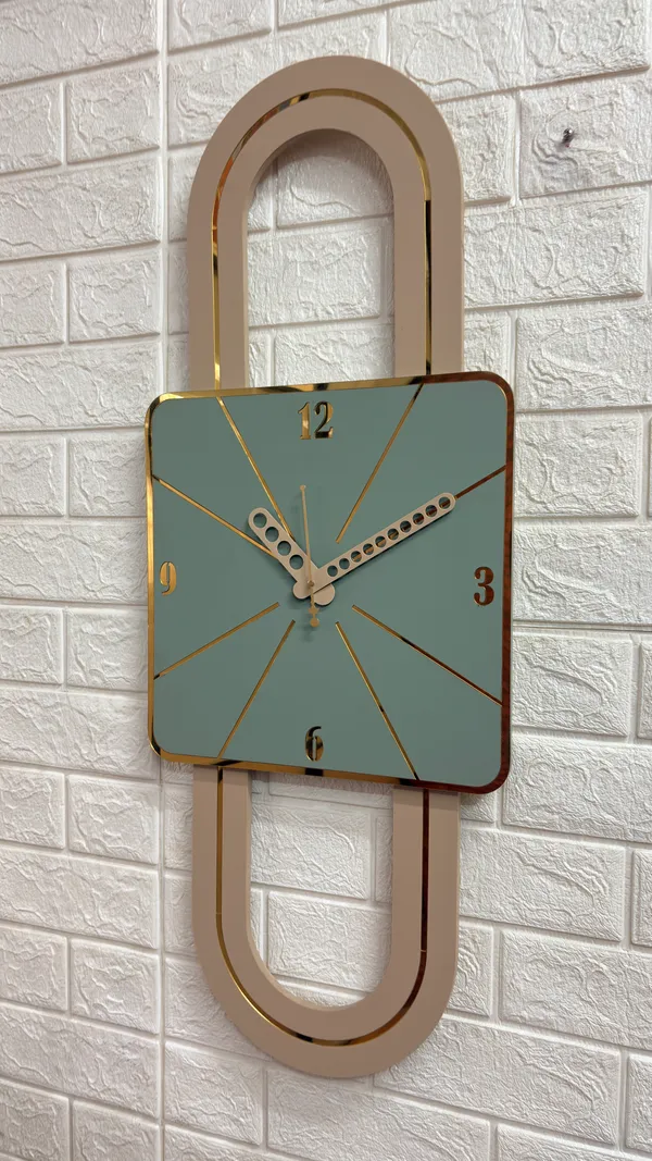 Modern_Art_Deco_Geometric_Wall_Clock_–_Sage_Green_&_Warm_Taupe_Decorative_Timepiece