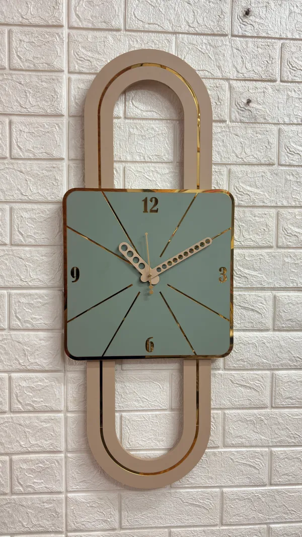 Modern_Art_Deco_Geometric_Wall_Clock_–_Sage_Green_&_Warm_Taupe_Decorative_Timepiece