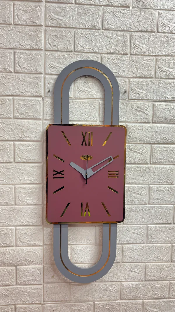 The_Grand_Deco_Capsule_Wall_Clock_|_Contemporary_Mauve_&_Mirror_Gold_Engineered_MDF_Wood_Clock
