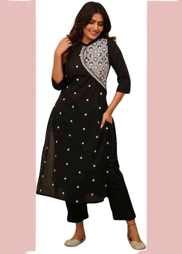 Black_Trendy_Embroidered_Rayon_Kurta_Set_For_Women