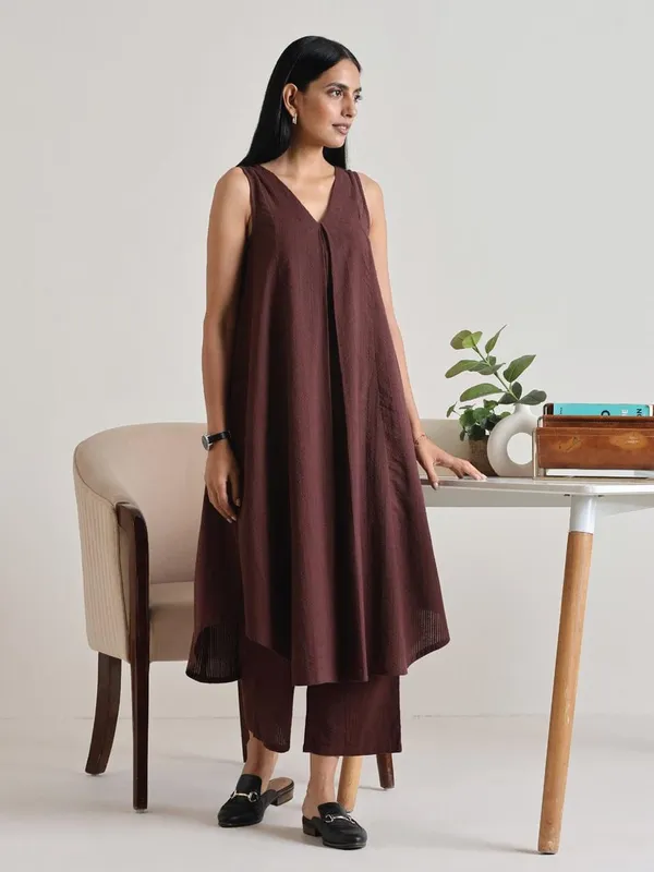 Brown_Elegant_Cotton_Co-Ord_Set_For_Women