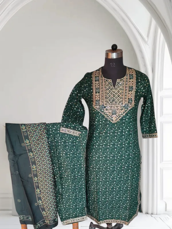Green_Premium_Embroidered_Rayon_3_Piece_Suit_Set_For_Women