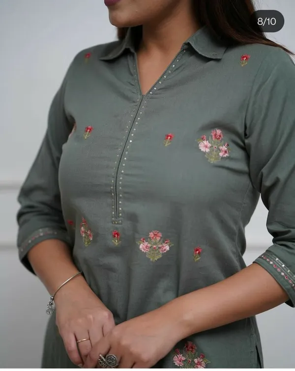 Green_Rayon_Embroidered__Kurta_Set_For_Women