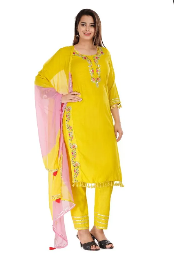 Yellow_Trendy_Summer_Special_Rayon_Embroidered_Suit_Set_For_Women