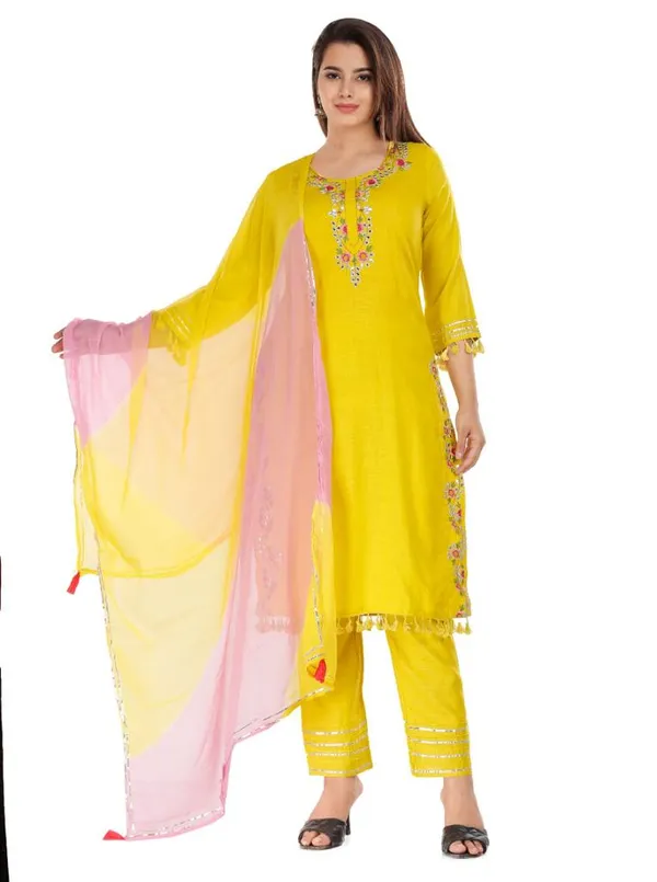 Yellow_Trendy_Summer_Special_Rayon_Embroidered_Suit_Set_For_Women