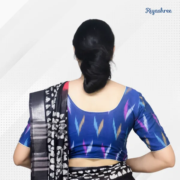 Pack_of_Two_-_Riyashree_Cotton_Ikkat_Print_Ready-to-Wear_Stitched_Blouse_for_Women