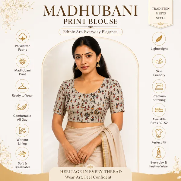 Multicolor_Madhubani_Cotton_Printed_Half_Sleeve_Stitched_Blouse_For_Women