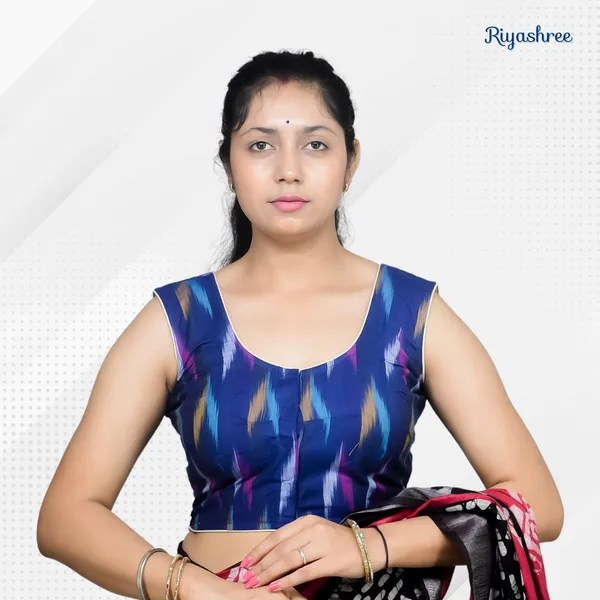 Riyashree_Cotton_Ikkat_Print_Sleeveless_Ready-to-Wear_Stitched_Blouse_for_Women