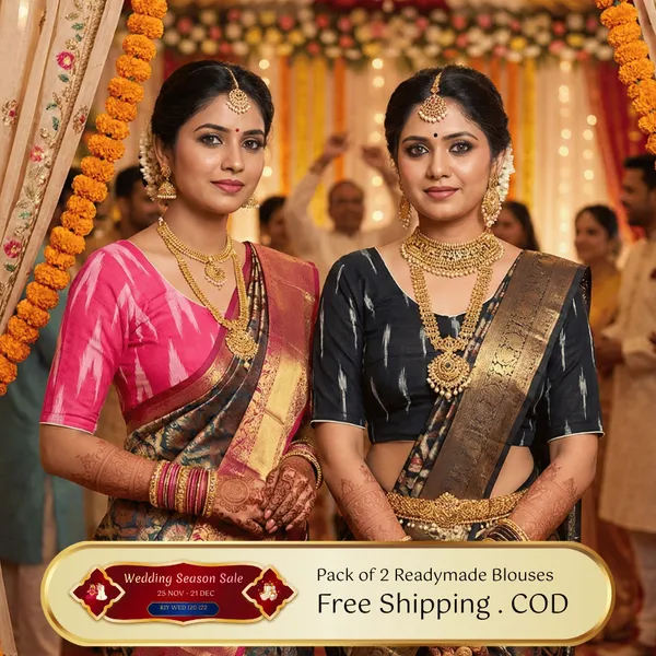 Pack_of_Two_-_Riyashree_Cotton_Ikkat_Print_Ready-to-Wear_Stitched_Blouse_for_Women_|_Wedding_Collection
